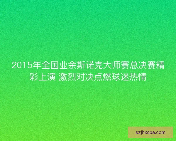 2015年全国业余斯诺克大师赛总决赛精彩上演 激烈对决点燃球迷热情 2015年全国业余斯诺克大师赛总决赛精彩上演 激烈对决点燃球迷热情