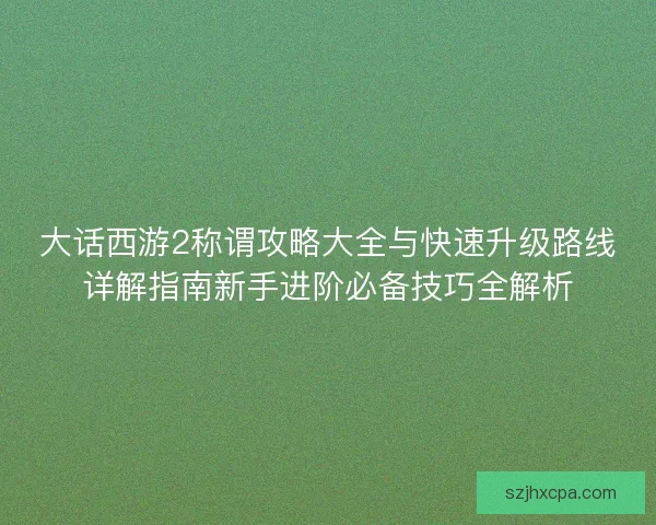 大话西游2称谓攻略大全与快速升级路线详解指南新手进阶必备技巧全解析